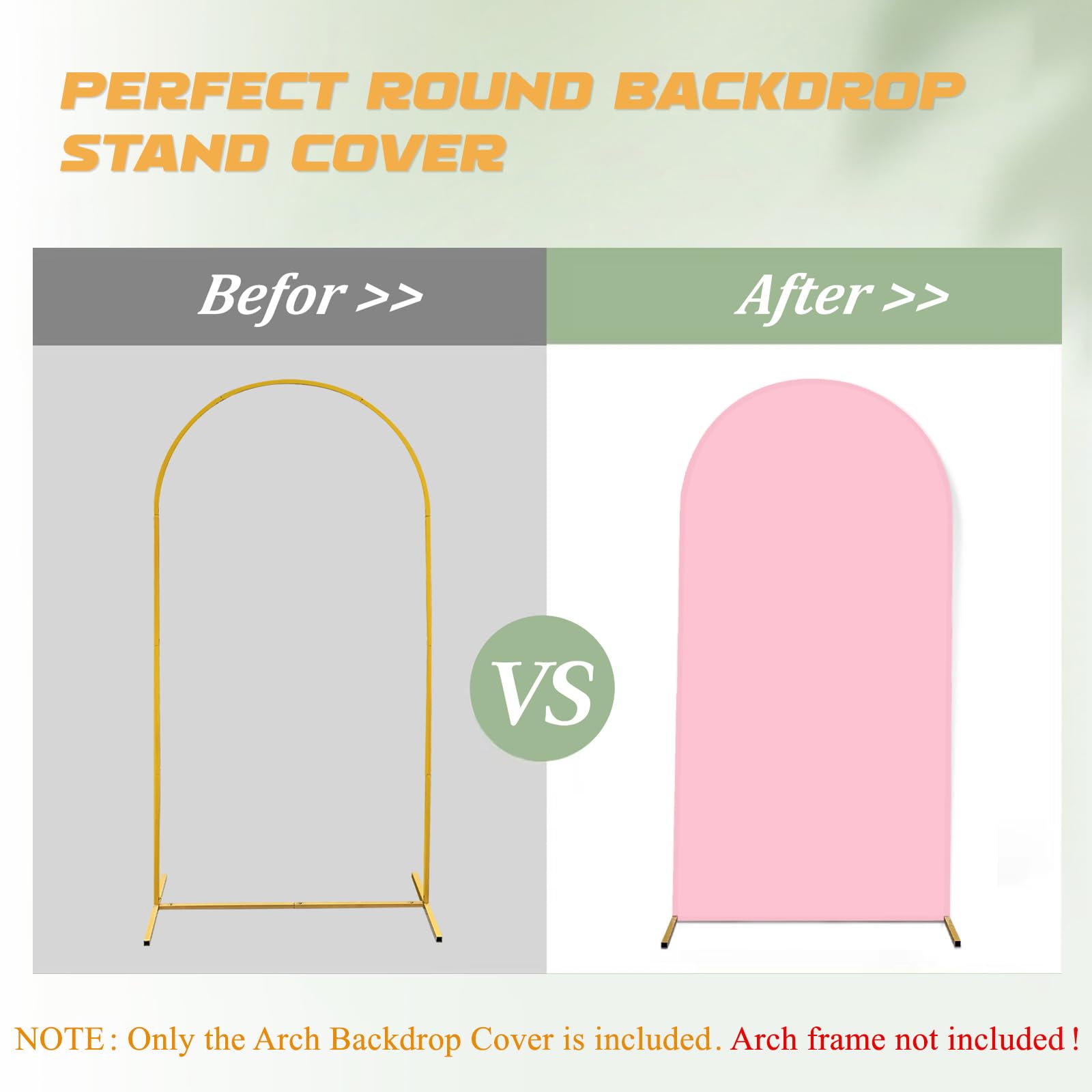 ZpigToor Spandex Arch Backdrop Cover, Pink, 2-Sided, Fits 3.3 x 6.6 ft, for Wedding, Baby Shower, Banquet Decoration