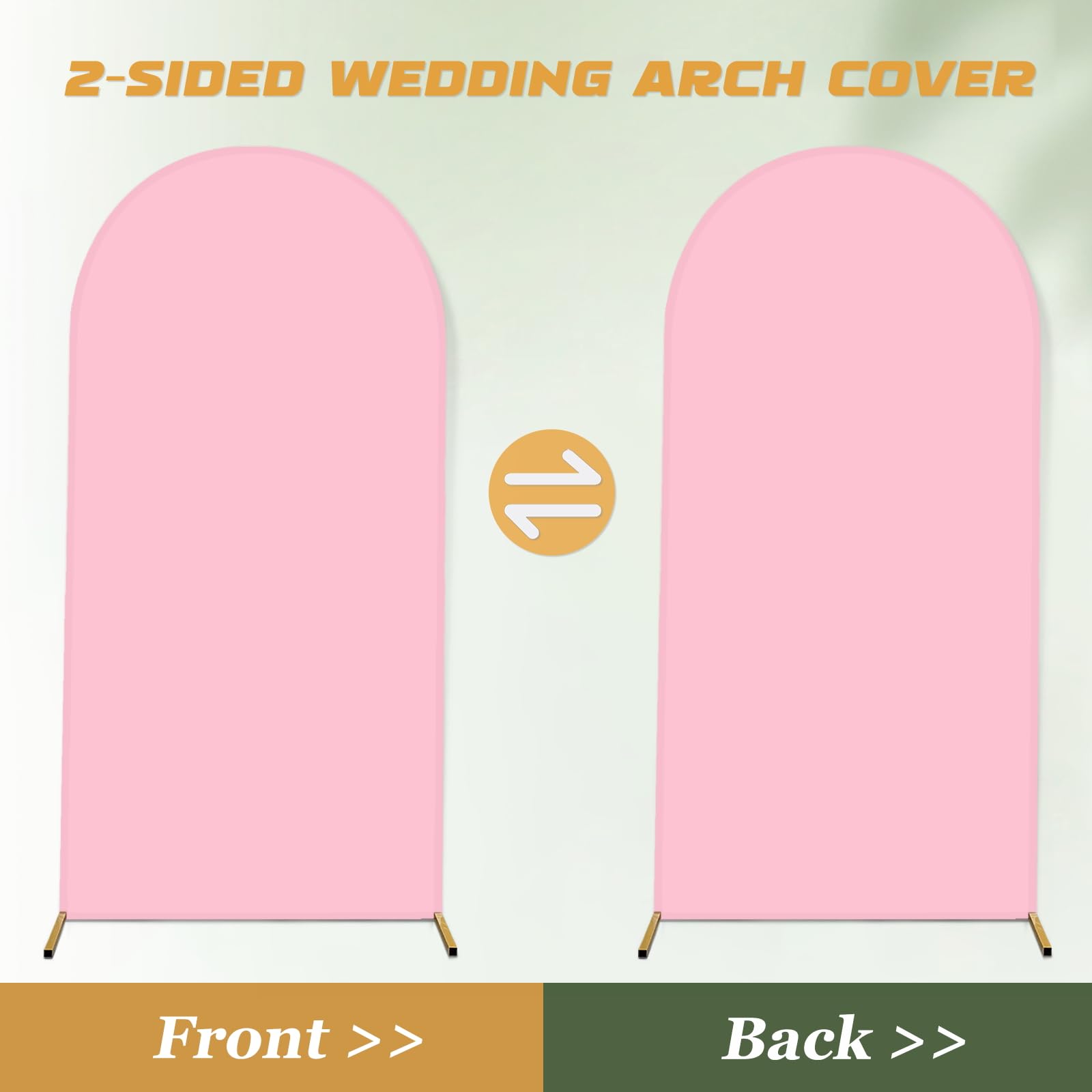 ZpigToor Spandex Arch Backdrop Cover, Pink, 2-Sided, Fits 3.3 x 6.6 ft, for Wedding, Baby Shower, Banquet Decoration