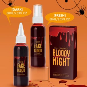 Halloween Fake Blood Makeup, Fake Blood Spray 2.03oz + Dripping Blood 2.03oz, Washable Realistic Fake Blood for Clothes, Sfx Special Effects Makeup Kit for Vampire Monster Zombie Cosplay (Red)