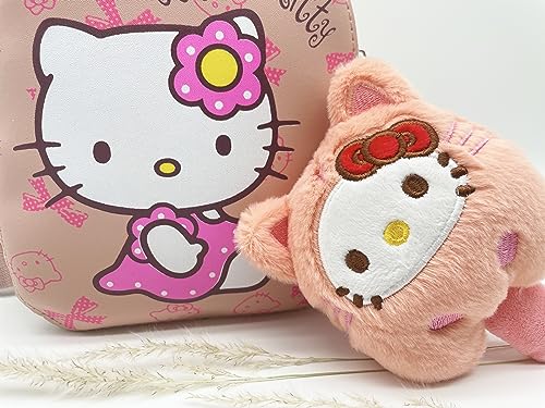 Fa-Doara Kitty Mini Backpack Purse for Women and Teens, Cute Backpack Purse with Plush Keychain, Small Backpack Wallet Pouch Purse Shoulder Bag