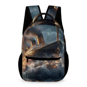 titanic cruise ship boat cute backpack lightweight dayback printed back pack with front pocket durable design