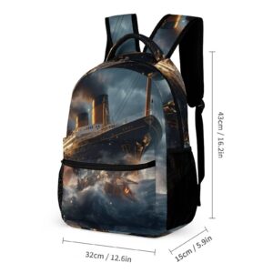Titanic Cruise Ship Boat Cute Backpack Lightweight Dayback Printed Back Pack with Front Pocket Durable Design