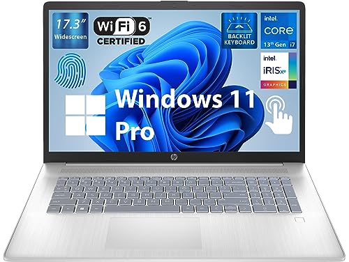 HP 2023 Business Laptop, 17.3" Widescreen HD+ Touchscreen, Intel 10-Core i7-1355U up to 5GHz, 32GB DDR4, 1TB SSD, Fingerprint Reader, Backlit Keyboard, HDMI, Bluetooth, WiFi 6, Windows 11 Pro, MarsPC