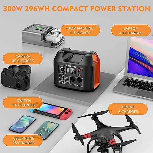 EnginStar 300w Power Station Bundle w/Carrying Bag 296Wh Portable Solar Generator Bundle w/Shockproof Storage Box for Renewable Energy Solar Power Generator, Emergency Backup Power, Outdoor Camping