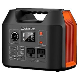 EnginStar 300w Power Station Bundle w/Carrying Bag 296Wh Portable Solar Generator Bundle w/Shockproof Storage Box for Renewable Energy Solar Power Generator, Emergency Backup Power, Outdoor Camping