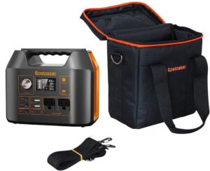 enginstar power station 300w bundle w/carrying bag 296wh portable solar generator bundle w/shockproof storage box for renewable energy solar power generator, emergency backup power, outdoor camping,