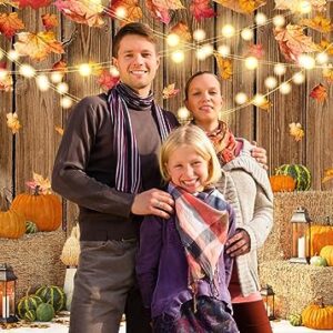 LYCGS 7X5ft Fall Backdrop Fall Thanksgiving Photography Backdrop Autum Rural Wooden Pumpkin Maple Leaf Haystack Backdrop Thanksgiving Photo Background Thanksgiving Party Decoration Banner X-157