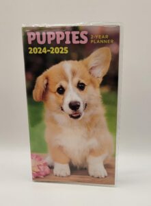 nb 2024-2025 puppies 2 year planner calender mini pocket sized organizer puppy lovers corgi