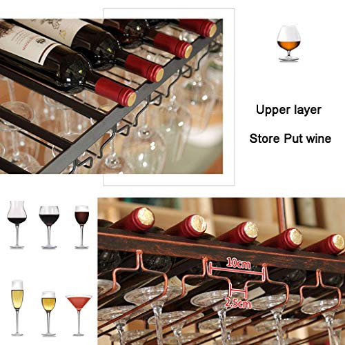 LAJUU Wine Racks,Adjustable Metal Ceiling Industrial Hanging Wine Glass Racks Goblet Stemware Holder Decoration Shelf