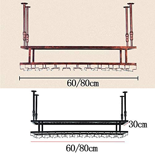 LAJUU Wine Racks,2 Tier,Wine Glass Rack Stemware Holder Wrought Iron,Wine Bottle Holder for Living Room,Cafes,Restaurants,Bars/Brown/60 * 30Cm