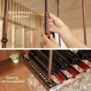 LAJUU Wine Racks,Adjustable Metal Ceiling Industrial Hanging Wine Glass Racks Goblet Stemware Holder Decoration Shelf