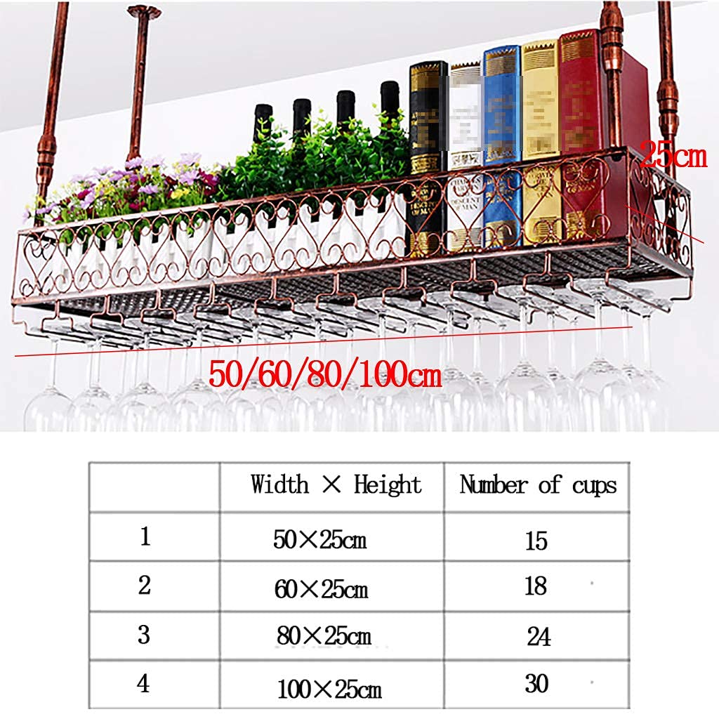 LAJUU Wine Racks,Wine Bottle Holder Metal Wrought Iron,Wine Glass Rack Hanging Under Shelf Height Adjustment,Stemware Rack Holder for Bars Restaurants Kitchens/Brown/60 * 25Cm