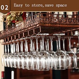 LAJUU Wine Racks,European Pattern,Hanging Wine Glass Rack,Vintage Wine Shelf Wine Bottle Holder,Rustic Wine Holder Stemware Holder Adjustable Height for Living Room Restaurants Bars/Black/100 * 35Cm