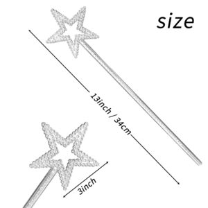 Silver 13 Inches Fairy Wand Star Wand Magic Wand Princess Wand for Kids Women Man…