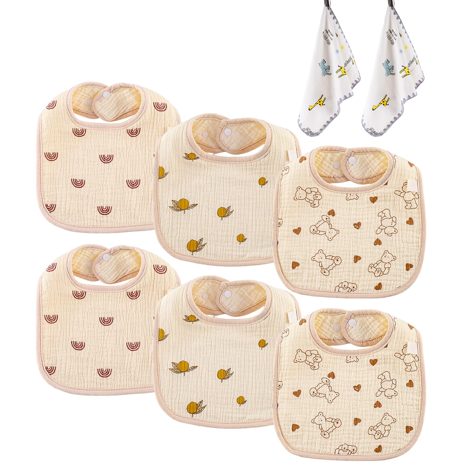 Da GaoYang 8 Pack Muslin Baby Bibs for Newborns and Toddlers, Cotton Unisex Baby Bandana Drool Bibs for Drooling and Teething & Feeding