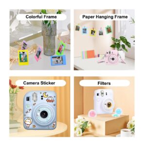 12 in 1 Accessories Kit for Fujifilm Instax Mini 12 Instant Camera with Camera Case+Photo Album & Frames+DIY Sticker+Selfie Lens+Wall Hanging Frame+Colored Filter (Pastel Blue)