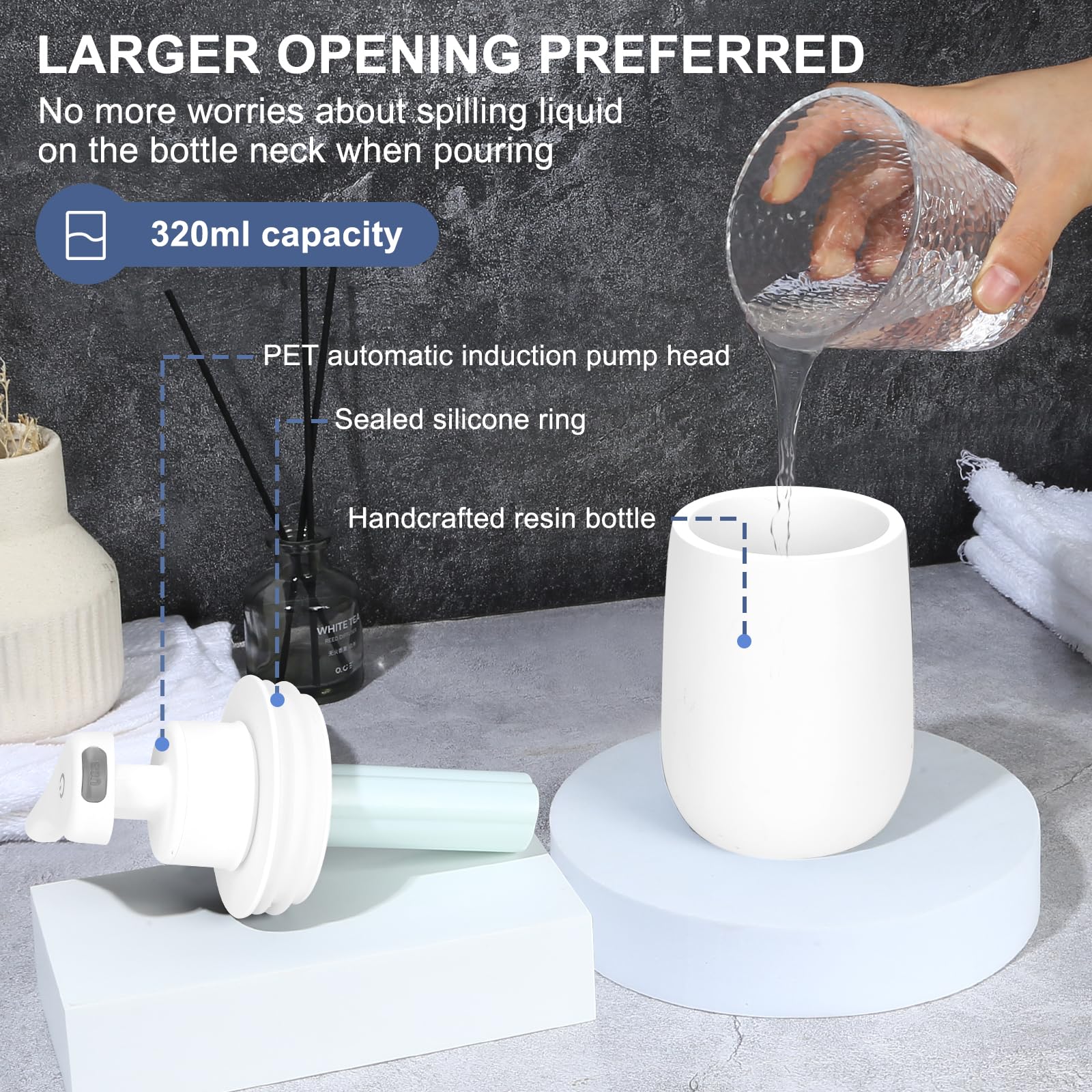 Automatic Soap Dispenser Foaming Hand Free Soap Dispenser Foam Rechargeable Soap Dispenser Touchless Soap Dispenser Smart Electric Auto Dish Soap Dispenser for Bathroom, Kitchen, Commercia White