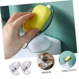 SHOWERORO 2pcs Soap Box Wall Soap Holder Soap Drain Saver Countertop Soap Dish Drain Soap Container Brackets for Shelves Wall Hand Soap Dispenser Foam Big Sucker to Rotate Storage Plastic