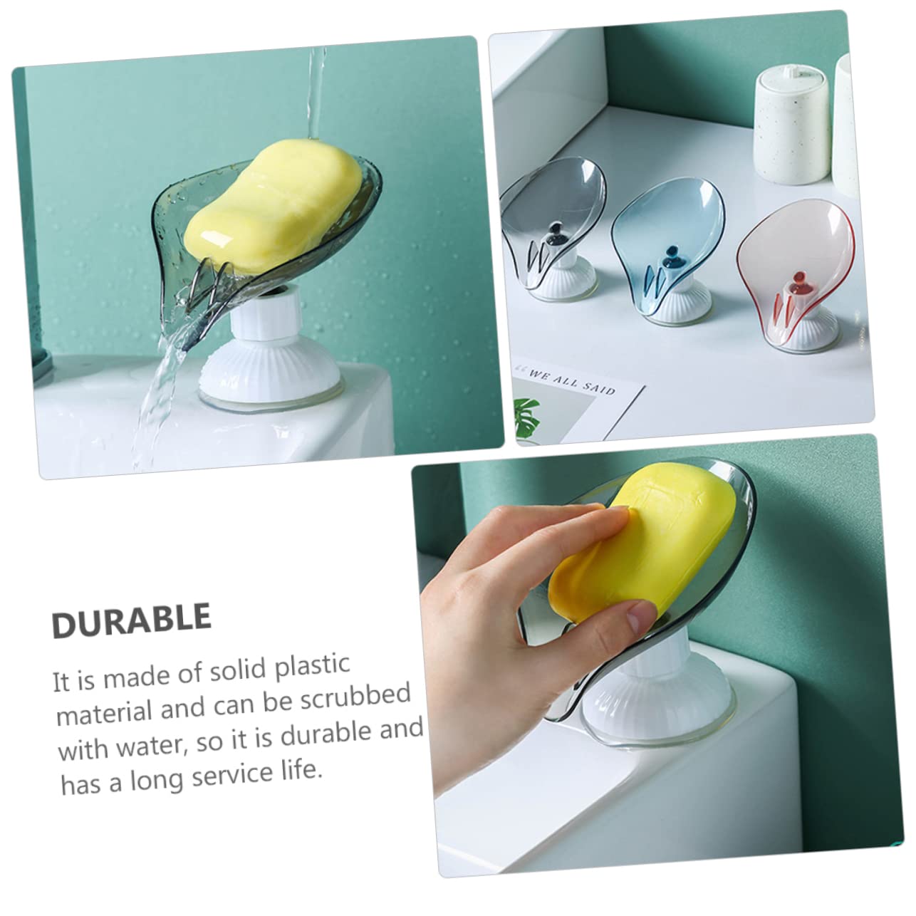 SHOWERORO 2pcs Soap Box Wall Soap Holder Soap Drain Saver Countertop Soap Dish Drain Soap Container Brackets for Shelves Wall Hand Soap Dispenser Foam Big Sucker to Rotate Storage Plastic