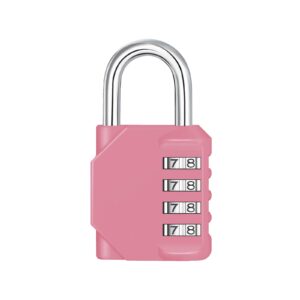 NAGE 4-Digit Combination Lock for Locker, Lock for Gym Locker, Fence, Gate, Case, Combination Padlock Easy to Use and Set, Number Lock Sturdy & Durable (Pink)