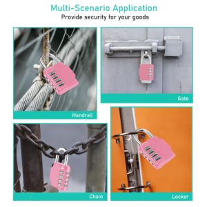 NAGE 4-Digit Combination Lock for Locker, Lock for Gym Locker, Fence, Gate, Case, Combination Padlock Easy to Use and Set, Number Lock Sturdy & Durable (Pink)