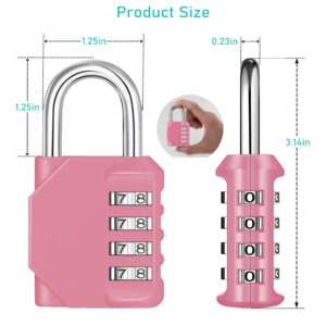 NAGE 4-Digit Combination Lock for Locker, Lock for Gym Locker, Fence, Gate, Case, Combination Padlock Easy to Use and Set, Number Lock Sturdy & Durable (Pink)