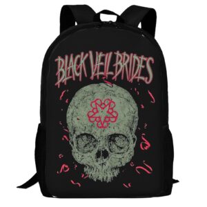 casowat black rock veil brides band backpack laptop backpack cartoon shoulders daypack work travel bags for men women