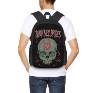 CASOWAT Black Rock Veil Brides Band Backpack Laptop Backpack Cartoon Shoulders Daypack Work Travel Bags For Men Women