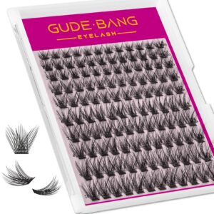 gude bang lash clusters, 120pcs diy eyelash extensions at home, mix individual cluster eyelashes, cluster lashes soft for personal makeup use (fd-14-d, mix 8-16mm)
