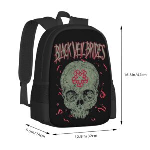 CASOWAT Black Rock Veil Brides Band Backpack Laptop Backpack Cartoon Shoulders Daypack Work Travel Bags For Men Women