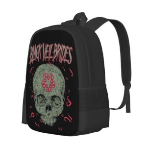 CASOWAT Black Rock Veil Brides Band Backpack Laptop Backpack Cartoon Shoulders Daypack Work Travel Bags For Men Women