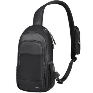 landici sling bag crossbody backpack for men, waterproof small cross body shoulder bag chest bag for travel hiking, black