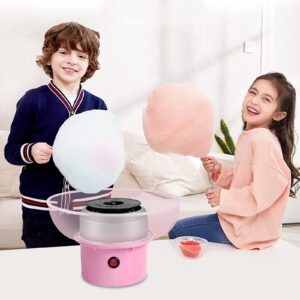 VAlinks Cotton Candy Machine, Mini Electric Cotton Candy Maker with Splash-Proof Plate & Sugar Scoop Use with Sugar, Candy, Homemade Sweet for Home Family Birthday Party, Christmas & Wedding, Pink