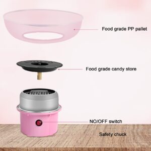 VAlinks Cotton Candy Machine, Mini Electric Cotton Candy Maker with Splash-Proof Plate & Sugar Scoop Use with Sugar, Candy, Homemade Sweet for Home Family Birthday Party, Christmas & Wedding, Pink