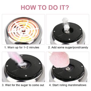 VAlinks Cotton Candy Machine, Mini Electric Cotton Candy Maker with Splash-Proof Plate & Sugar Scoop Use with Sugar, Candy, Homemade Sweet for Home Family Birthday Party, Christmas & Wedding, Pink