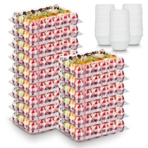 hlukana (24 pack x 15 sets) mini cupcake containers with 375 pack cupcake liners, plastic cupcake holder, stackable mini cupcake boxes carrier, clear disposable cupcake trays, high dome - mini size