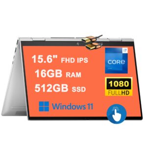 hp envy x360 15 2-in-1 laptop 15.6" fhd ips touchscreen 13th gen intel 10-core i7-1355u 16gb ram 512gb ssd intel iris xe graphics backlit thunderbolt usb-c hdmi b&o win11 silver + hdmi cable