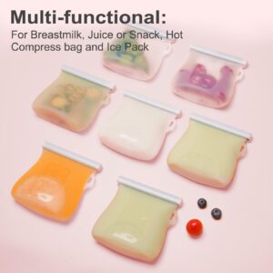 Reusable Breast Milk Storage Bags | 8.5oz Silicone Breast Milk Storage Bags Freezer, 7pcs Double Seal, BPA Free Breastmilk Storage Container for Breastfeeding