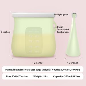 Reusable Breast Milk Storage Bags | 8.5oz Silicone Breast Milk Storage Bags Freezer, 7pcs Double Seal, BPA Free Breastmilk Storage Container for Breastfeeding