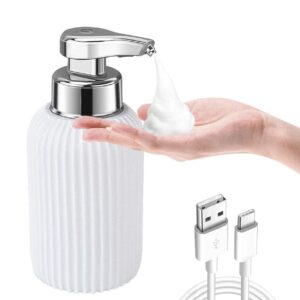 kuxssul automatic foaming soap dispenser, 10.8oz/320ml touchless hand soap dispenser rechargeable foam soap dispenser, ipx5 waterproof smart dish soap dispenser electric soap dispenser