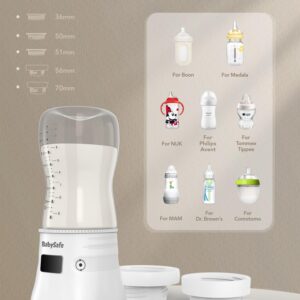 Portable Bottle Warmer for Travel, BabySafe 15000mAh Rechargeable Baby Bottle Warmer with 5 Adapters, 100W Fast Heating & Accurate Temperature Control, Cordless On The Go Milk Warmer for Breastmilk