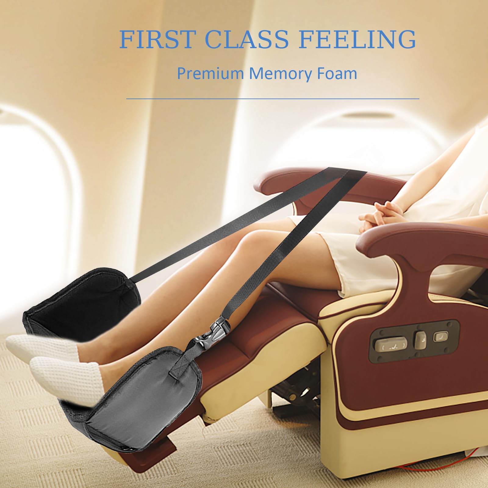 Airplane Footrest Travel Foot Hammock: Plane Feet Rest Accessories Portable Feet Sling Memory Foam Comfort Essentials