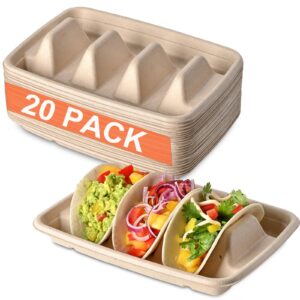 aofure (60pcs) taco holder disposable, taco holder plates disposable , paper taco tray, taco plate serving set for a party, taco holder stand, taco plates for party, taco plates with dividers