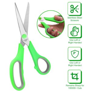 Scissors Set of 3-Pack, 8" Scissors All Purpose Comfort-Grip Handles Sharp Scissors for Office Home School Craft Sewing Fabric Supplies, High/Middle School Student Teacher Scissor, Right/Left Handed