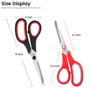 Scissors Set of 3-Pack, 8" Scissors All Purpose Comfort-Grip Handles Sharp Scissors for Office Home School Craft Sewing Fabric Supplies, High/Middle School Student Teacher Scissor, Right/Left Handed