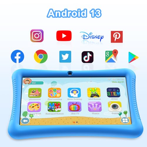 Fivahiva 10 Inch Tablet Android 13,Gaming Tablet for Kids 6-12,Large 10.1''IPS FHD Display Tablet PC with WiFi, Dual Camera, GPS, Bluetooth, 6000mAh Battery
