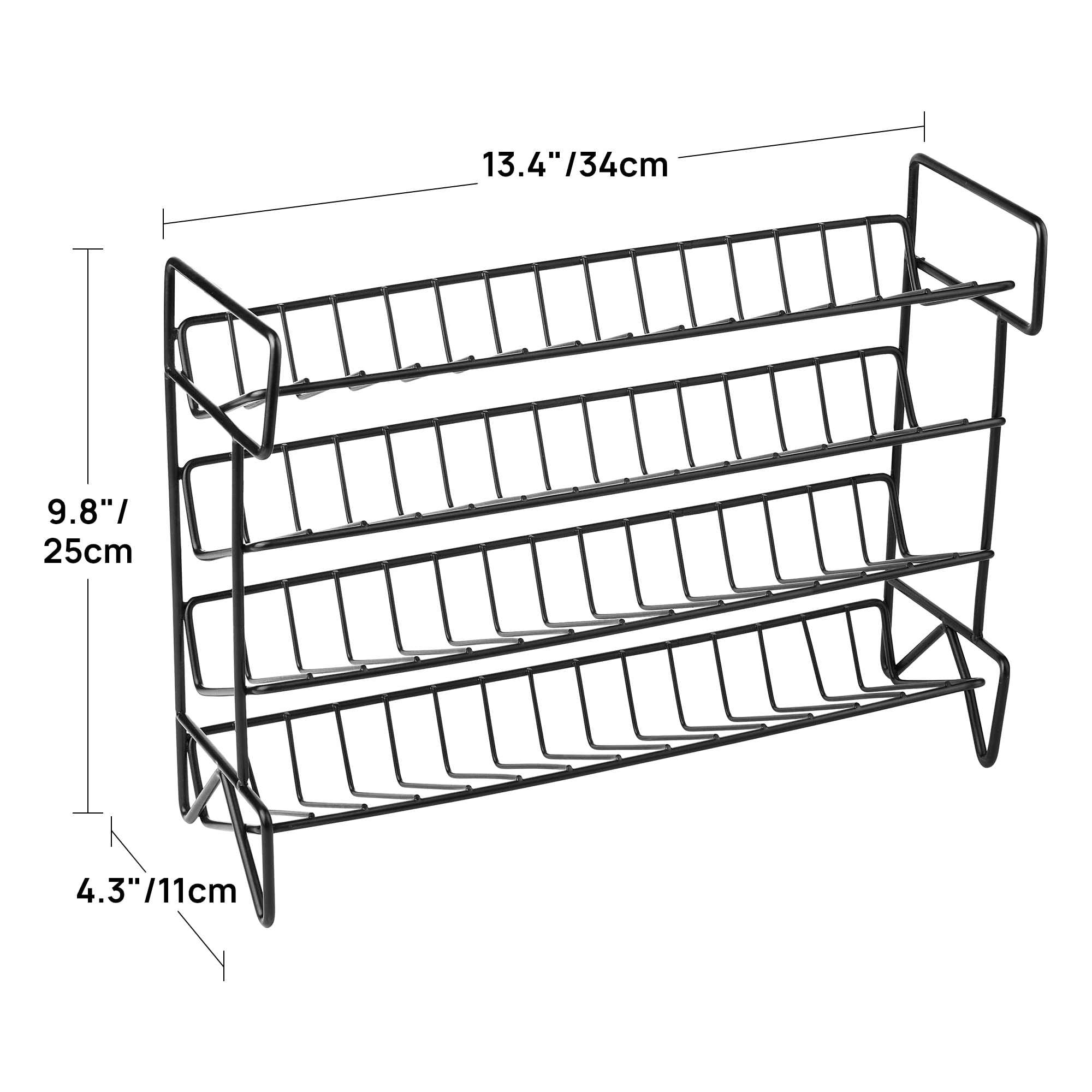 Vtopmart 4-Tier Spice Rack Organizer with 28 Empty Glass Jars and 432 Labels, Rust Resistant Metal, Black, Countertop, Cabinet, Kitchen and Pantry