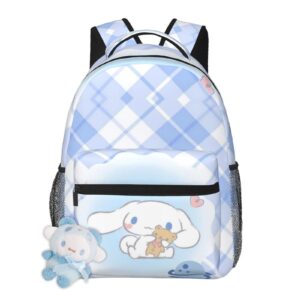 RIDD Cinnamoroll Backpack Anime Lightweight Backpack Kawaii 3d Printed Backpack Work Canvas Durable Backpack With Keychain