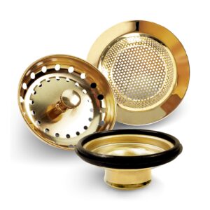 3 pieces gold sink drain strainer stopper, liubeili kitchen stainless steel sink strainer garbage disposal plug, universal anti-clogging kitchen sink filter sieve basket strainer, wide rim for drain