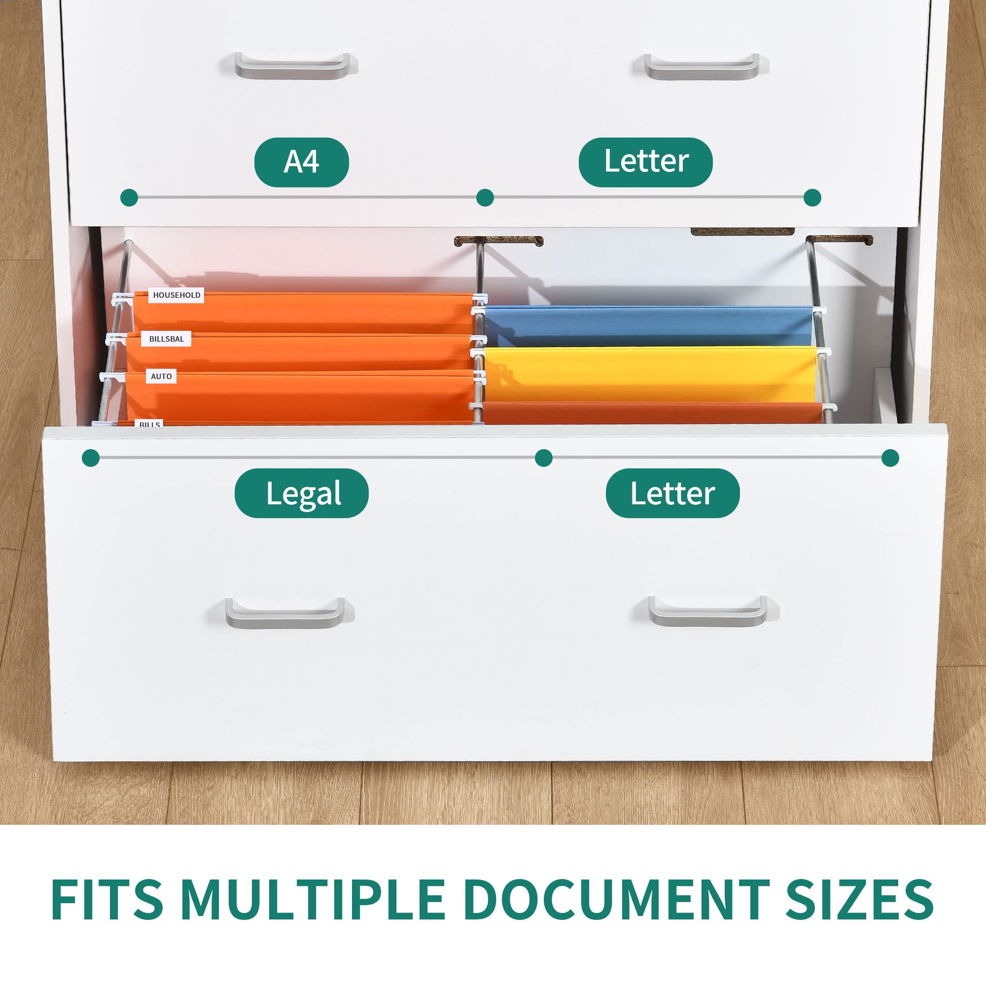 YITAHOME File Cabinet with Charging Station, Large Lateral Filing Cabinet for Home Office, White